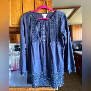 Sundance lace steel blue tunic. Gorgeous! Like new. Size L